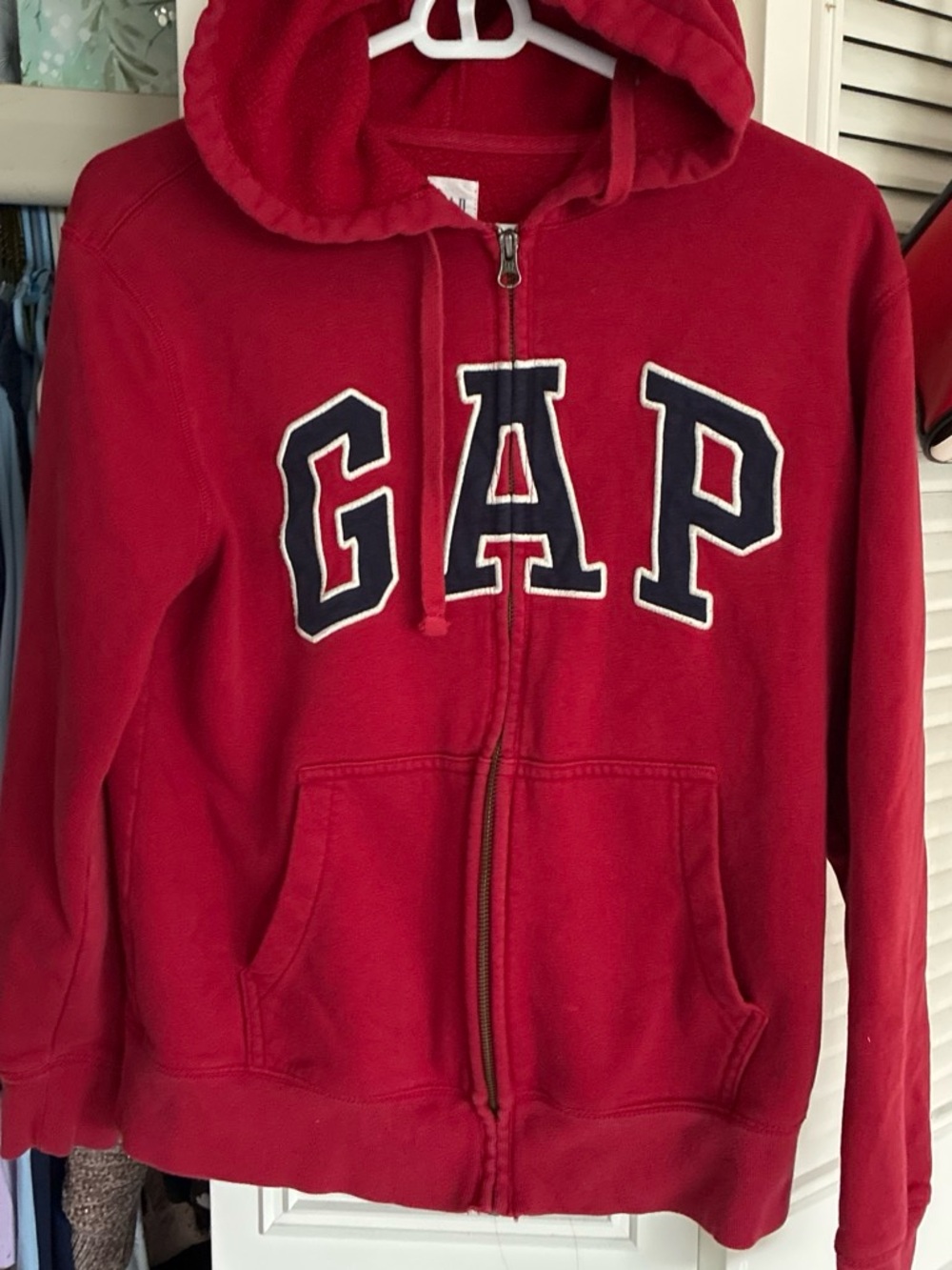 GAP Red Full-Zip Hoodie with Navy Logo